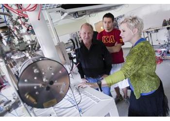 students with lab equipment